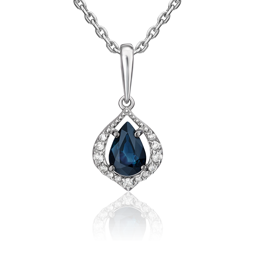 Подвеска из белого золота с сапфиром и бриллиантами 03-2343-00-105-1120-30