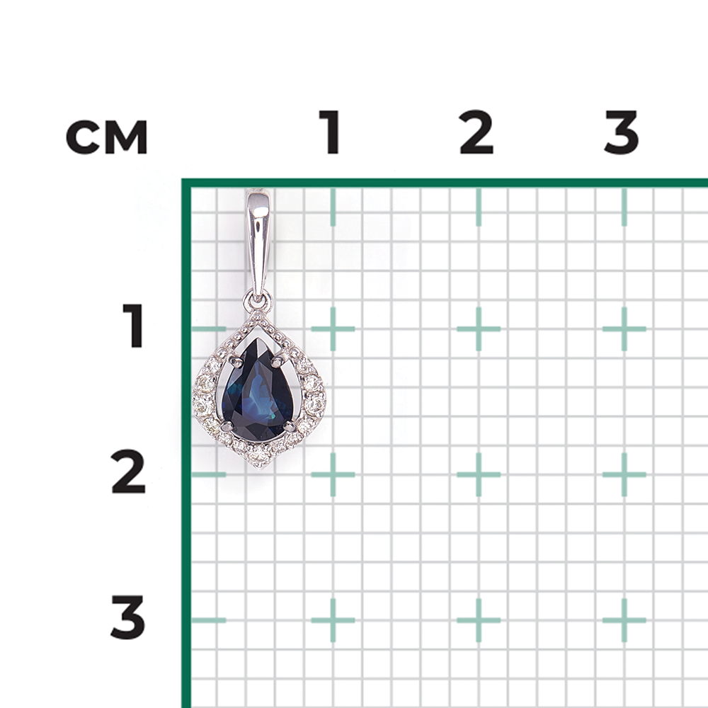 Подвеска из белого золота с сапфиром и бриллиантами 03-2343-00-105-1120-30