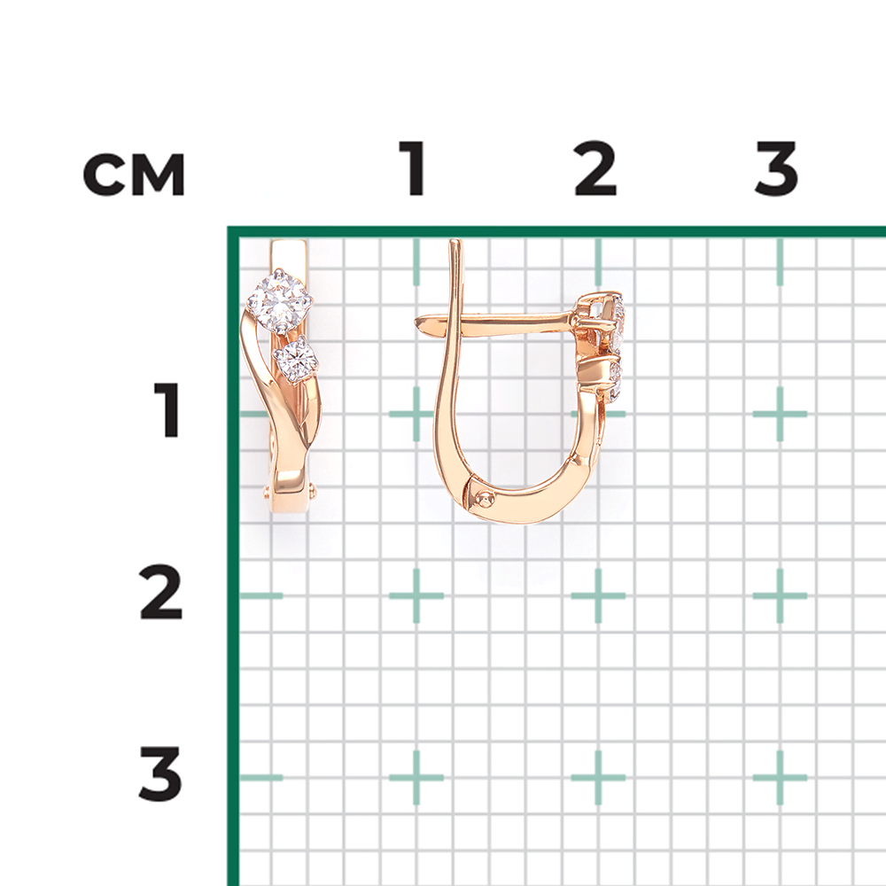 Серьги с английским замком из красного золота с бриллиантами 02-0341-00-101-1110-30