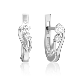 Серьги с английским замком из белого золота с бриллиантами 02-0342-00-101-1120-30