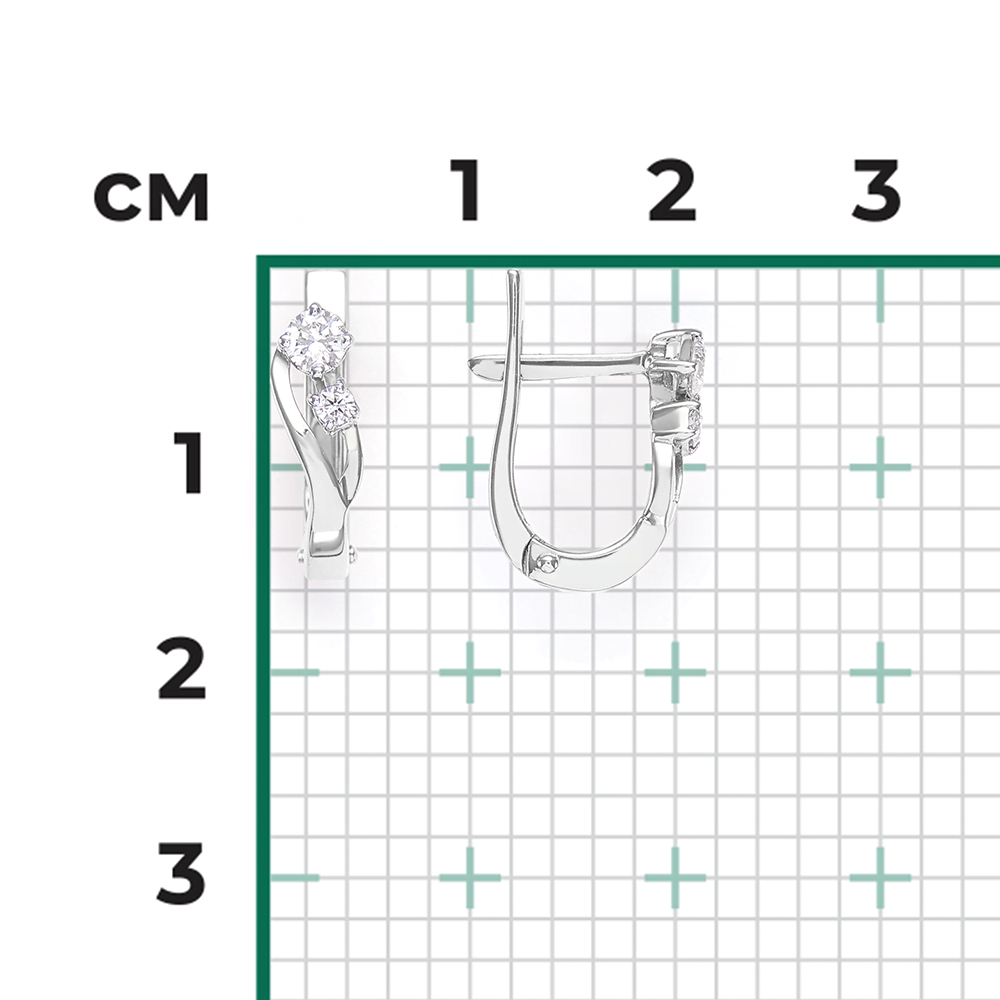 Серьги с английским замком из белого золота с бриллиантами 02-0342-00-101-1120-30