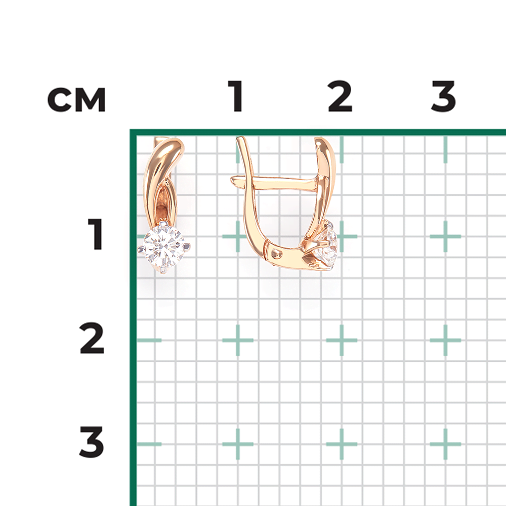 Серьги с английским замком из красного золота с бриллиантом 02-0345-00-101-1110-30