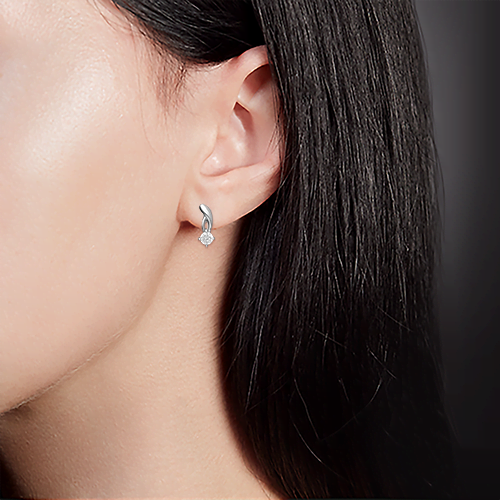 Серьги с английским замком из белого золота с бриллиантом 02-0346-00-101-1120-30