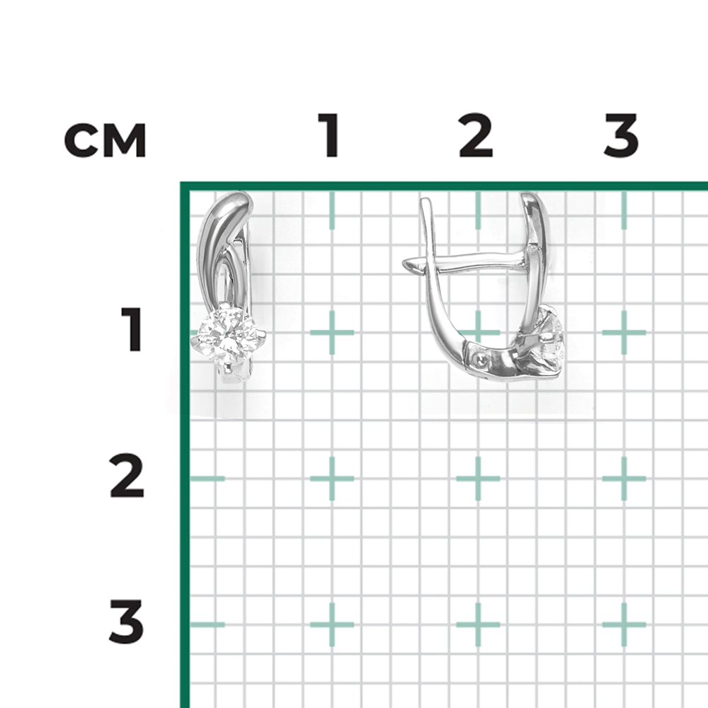 Серьги с английским замком из белого золота с бриллиантом 02-0346-00-101-1120-30