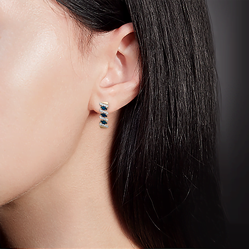 Серьги с английским замком из красного золота с сапфирами и бриллиантами 02-0347-00-105-1110-30