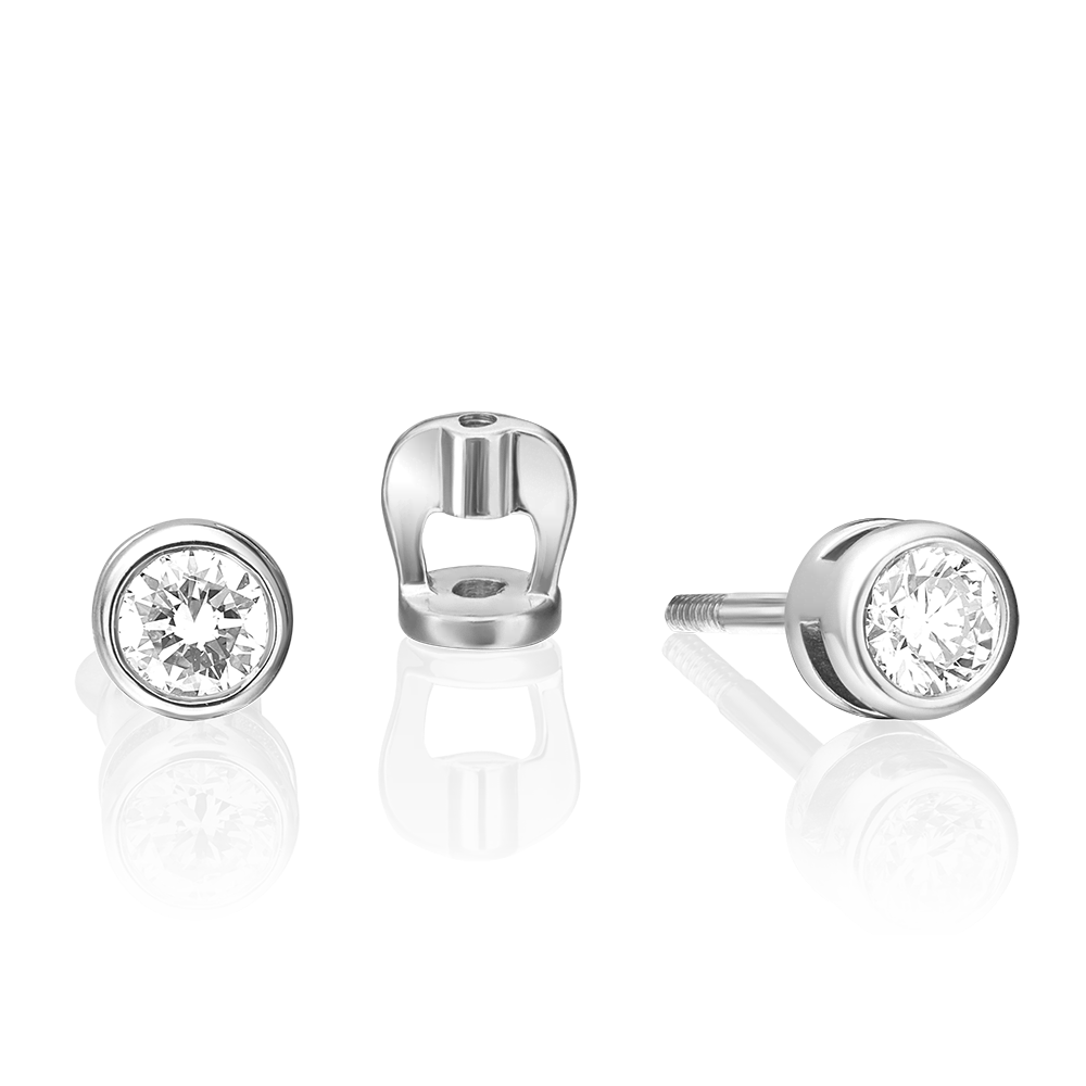 Серьги-пусеты из белого золота с фианитом 02-0256-00-501-1120-38