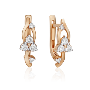 Серьги с английским замком из красного золота с бриллиантами 02-0351-00-101-1110-30