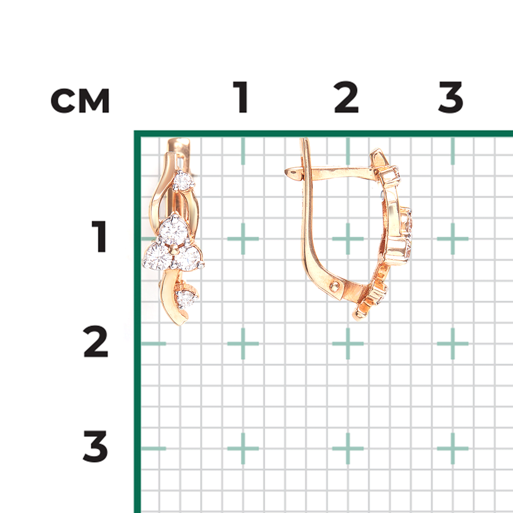 Серьги с английским замком из красного золота с бриллиантами 02-0351-00-101-1110-30