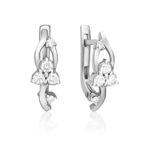 Серьги с английским замком из белого золота с бриллиантами 02-0352-00-101-1120-30
