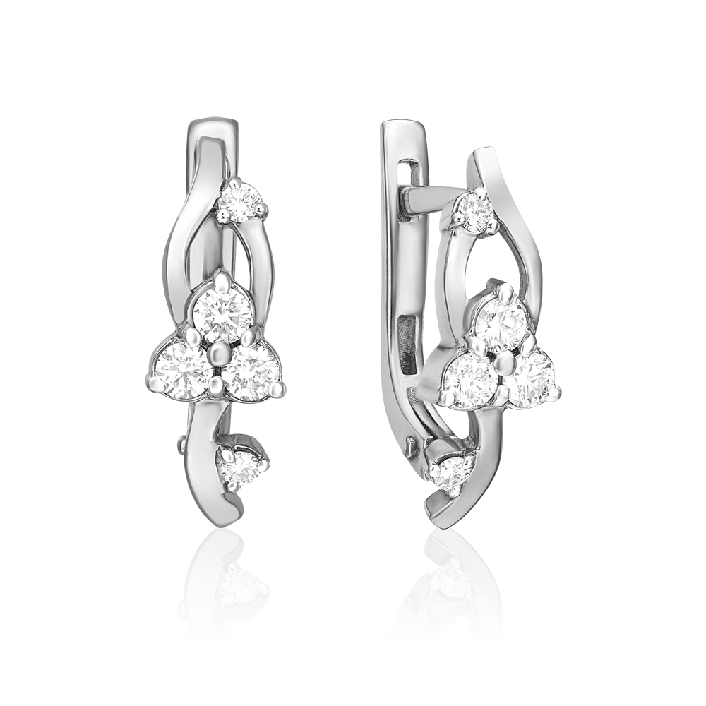 Серьги с английским замком из белого золота с бриллиантами 02-0352-00-101-1120-30