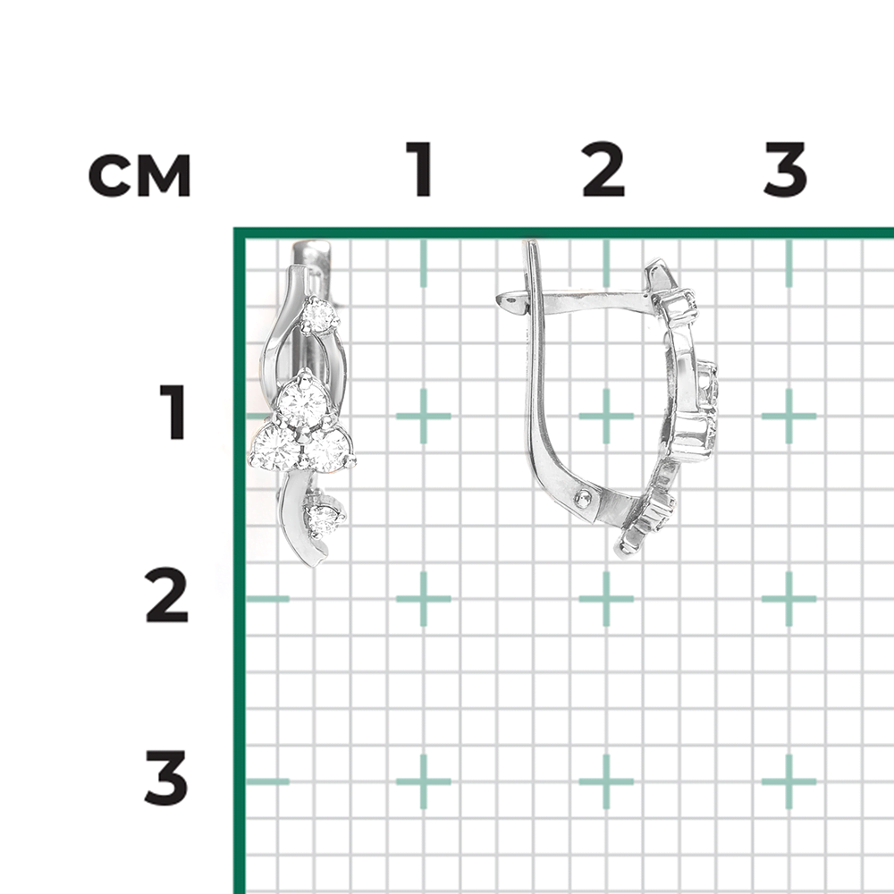Серьги с английским замком из белого золота с бриллиантами 02-0352-00-101-1120-30