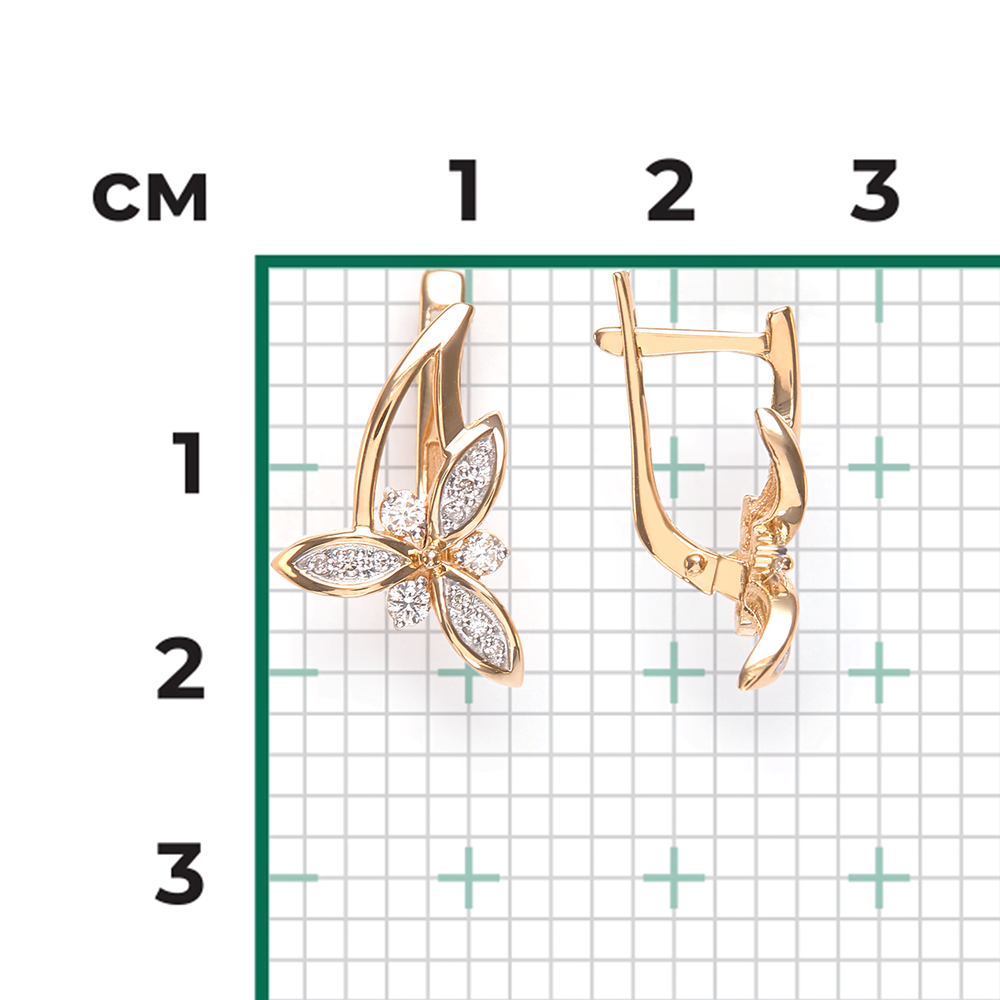 Серьги с английским замком из красного золота с бриллиантами 02-0353-00-101-1110-30