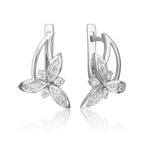 Серьги с английским замком из белого золота с бриллиантами 02-0354-00-101-1120-30