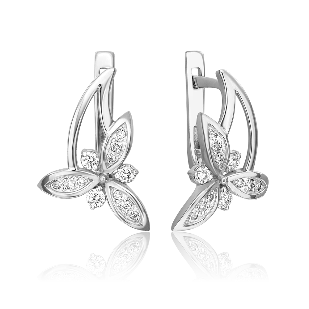 Серьги с английским замком из белого золота с бриллиантами 02-0354-00-101-1120-30