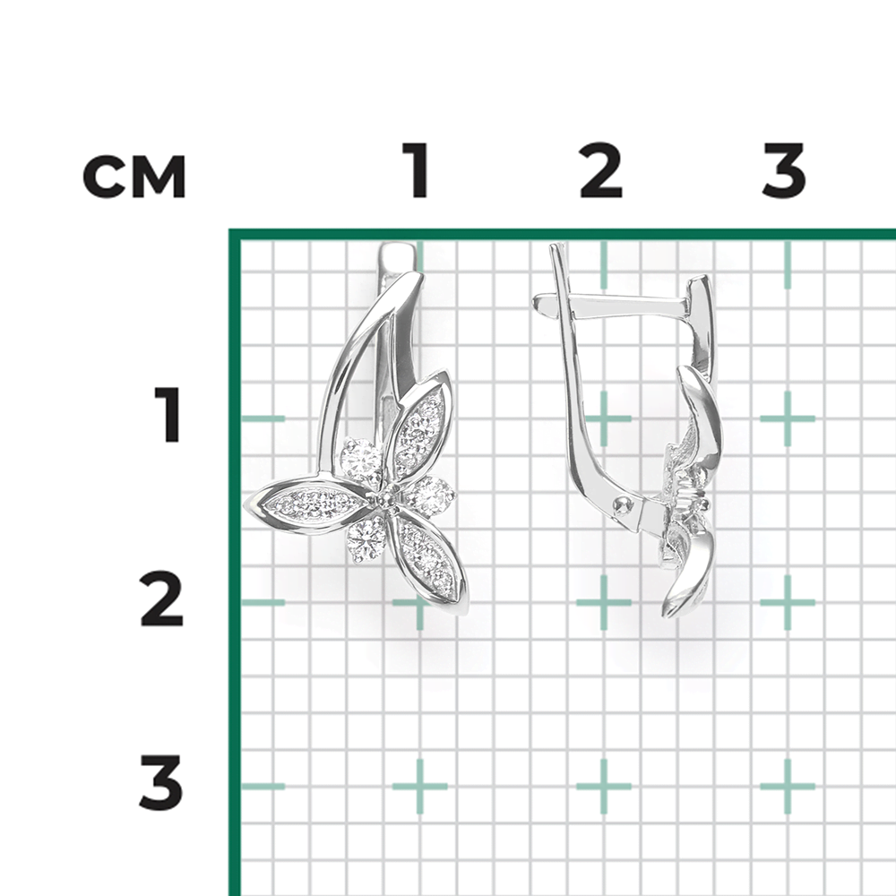 Серьги с английским замком из белого золота с бриллиантами 02-0354-00-101-1120-30