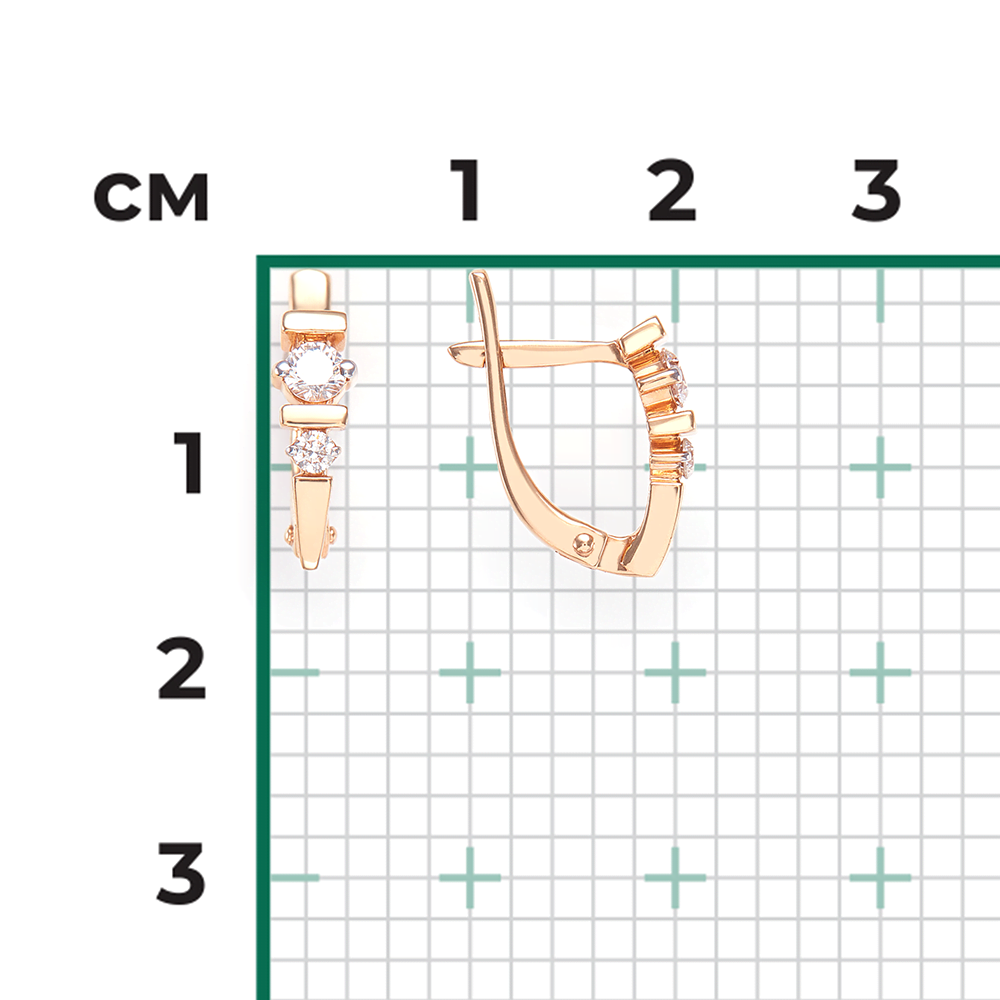 Серьги с английским замком из красного золота с бриллиантами 02-0357-00-101-1110-30