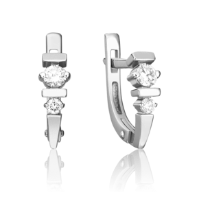 Серьги с английским замком из белого золота с бриллиантами 02-0358-00-101-1120-30