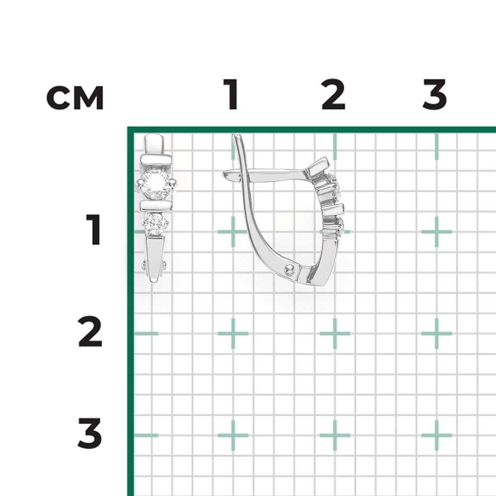 Серьги с английским замком из белого золота с бриллиантами 02-0358-00-101-1120-30