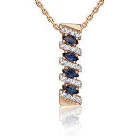 Подвеска из красного золота с сапфирами и бриллиантами 03-0086-00-105-1110-30