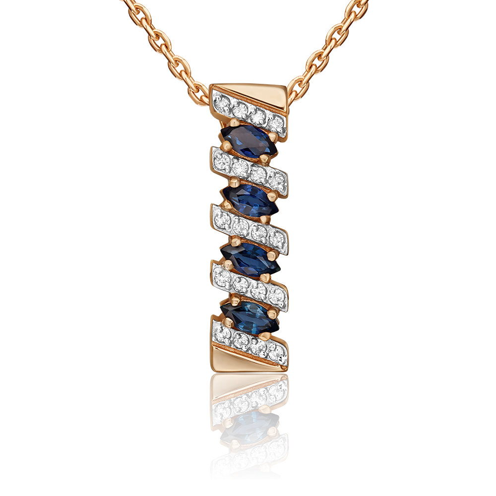 Подвеска из красного золота с сапфирами и бриллиантами 03-0086-00-105-1110-30