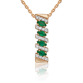 Подвеска из красного золота с изумрудами и бриллиантами 03-0086-00-106-1110-30