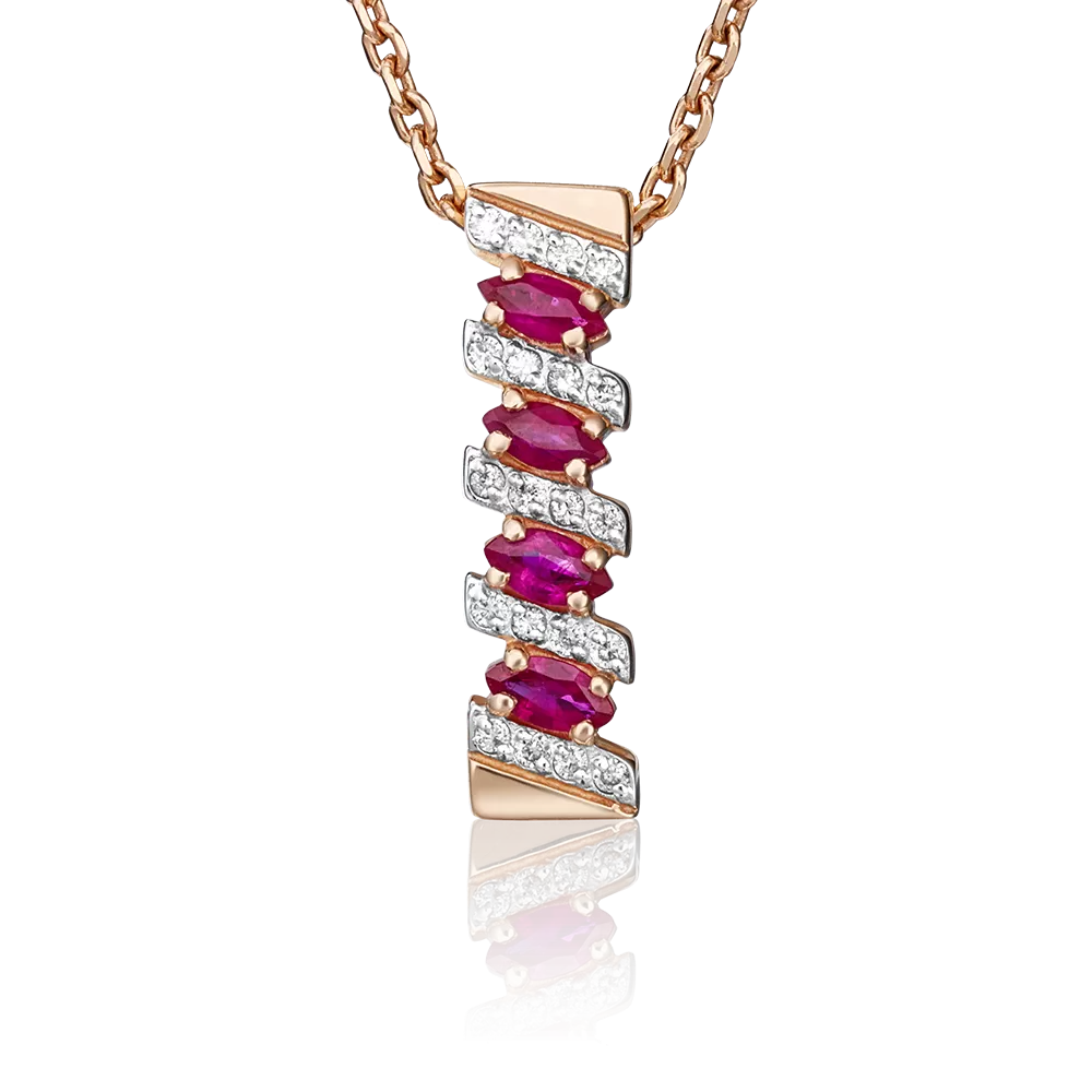 Подвеска из красного золота с рубинами и бриллиантами 03-0086-00-107-1110-30