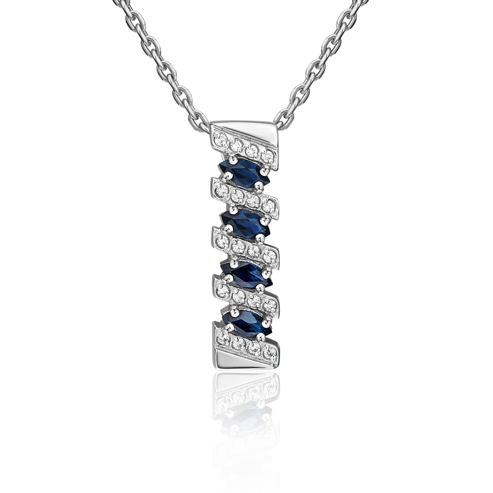 Подвеска из белого золота с сапфирами и бриллиантами 03-0087-00-105-1120-30