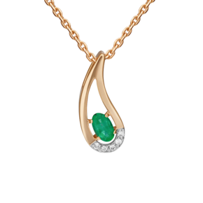 Подвеска из красного золота с изумрудом и бриллиантами 03-0088-00-106-1110-30