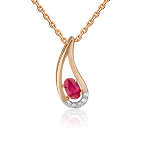 Подвеска из красного золота с рубином и бриллиантами
