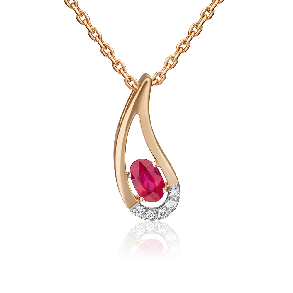 Подвеска из красного золота с рубином и бриллиантами 03-0088-00-107-1110-30