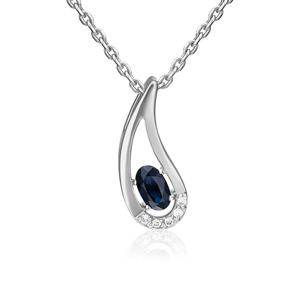 Подвеска из белого золота с сапфиром и бриллиантами 03-0089-00-105-1120-30