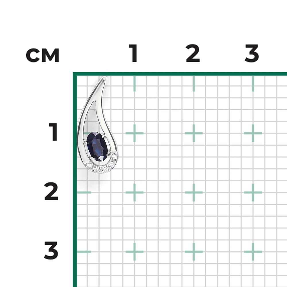 Подвеска из белого золота с сапфиром и бриллиантами 03-0089-00-105-1120-30