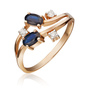 Кольцо из красного золота с сапфирами и бриллиантами 01-0668-00-105-1110-30