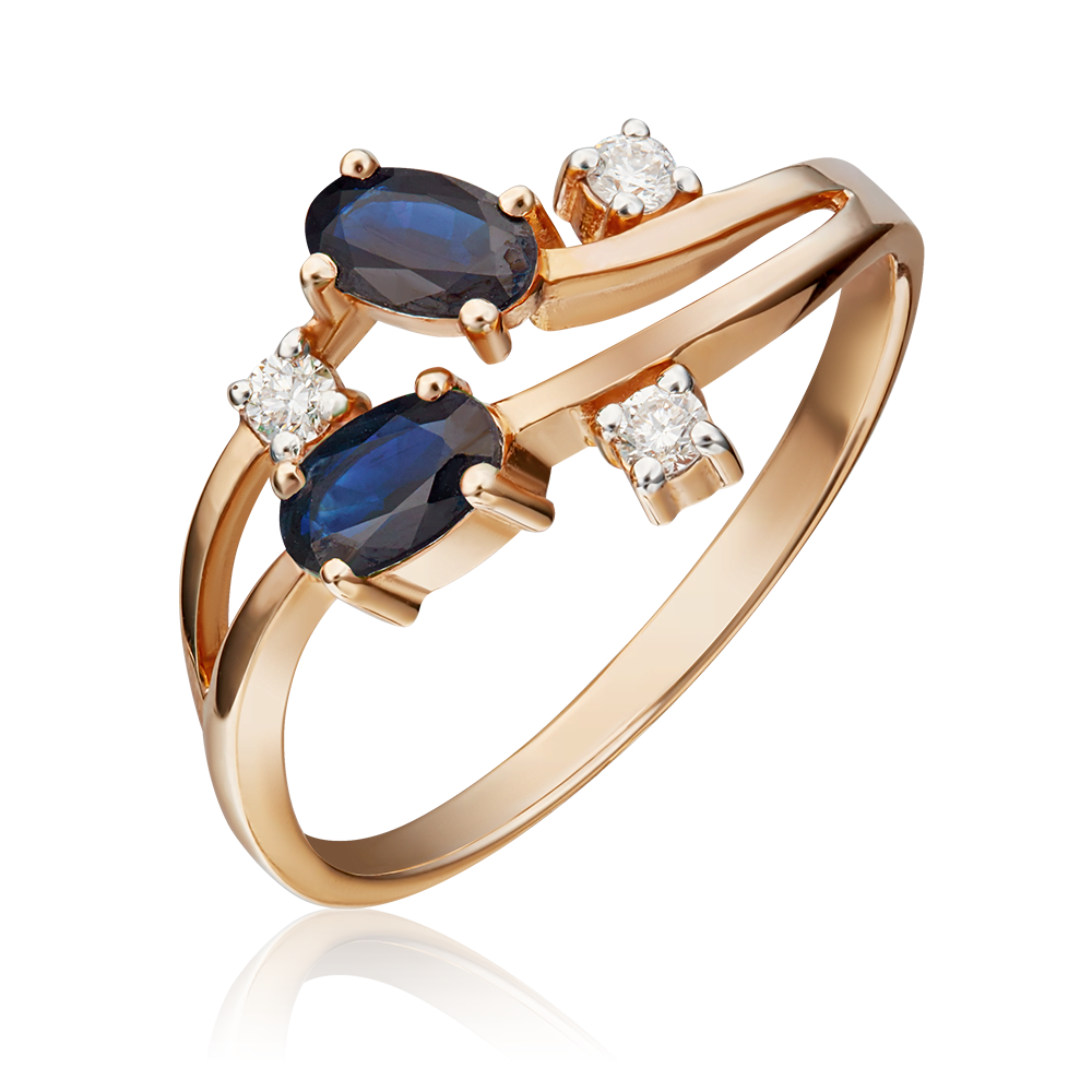 Кольцо из красного золота с сапфирами и бриллиантами 01-0668-00-105-1110-30