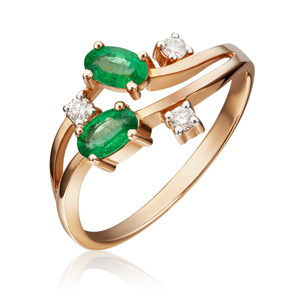 Кольцо из красного золота с изумрудами и бриллиантами 01-0668-00-106-1110-30