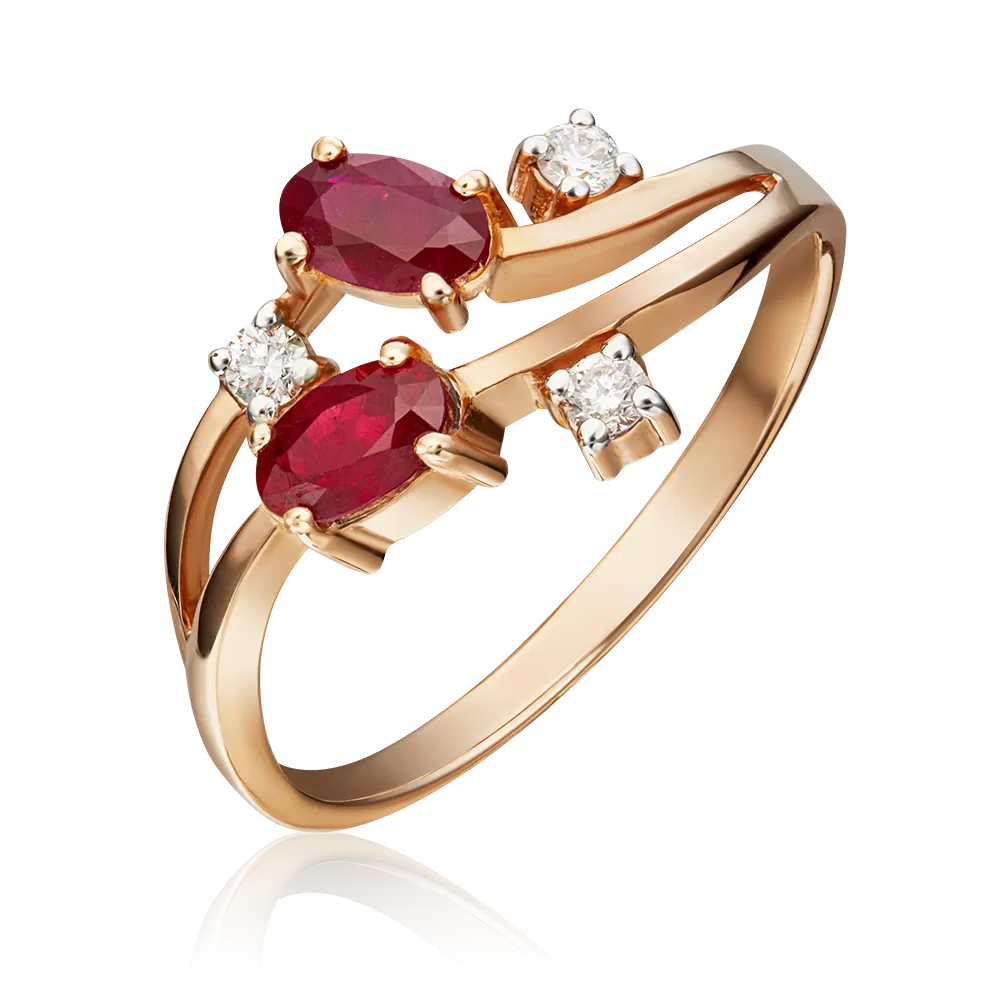 Кольцо из красного золота с рубинами и бриллиантами 01-0668-00-107-1110-30