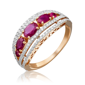 Кольцо из красного золота с рубинами и бриллиантами 01-1351-00-107-1110-30