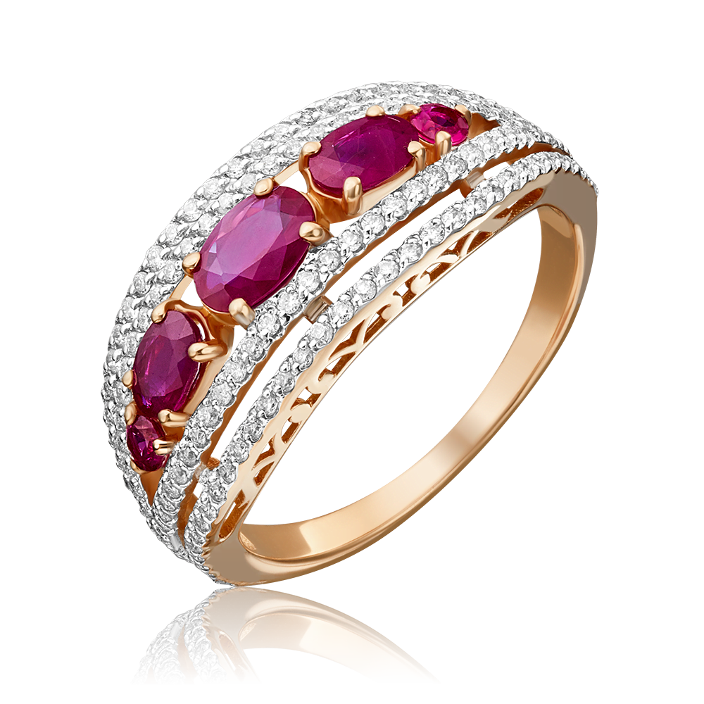 Кольцо из красного золота с рубинами и бриллиантами 01-1351-00-107-1110-30