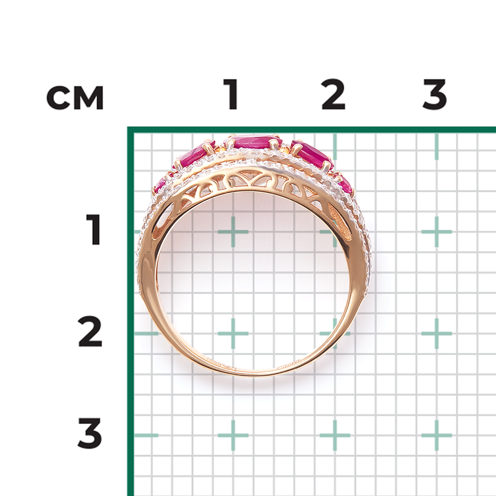 Кольцо из красного золота с рубинами и бриллиантами 01-1351-00-107-1110-30