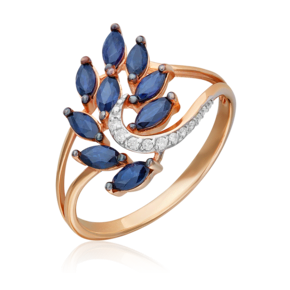 Кольцо из красного золота с сапфирами и бриллиантами 01-1353-00-105-1110-30