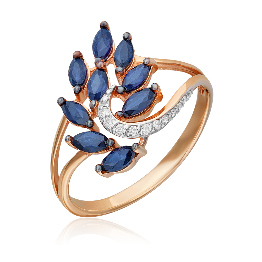 Кольцо из красного золота с сапфирами и бриллиантами 01-1353-00-105-1110-30