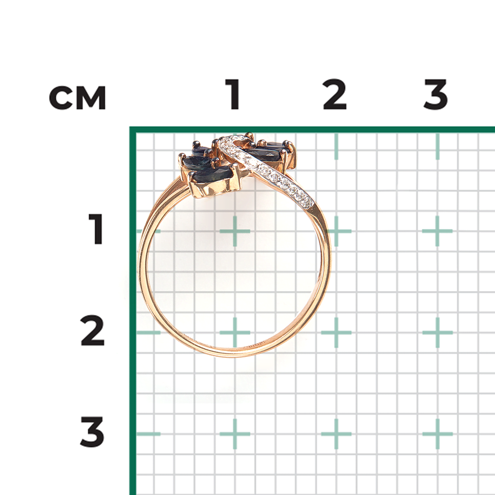 Кольцо из красного золота с сапфирами и бриллиантами 01-1353-00-105-1110-30