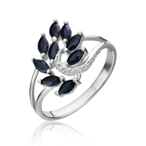 Кольцо из белого золота с сапфирами и бриллиантами 01-1354-00-105-1120-30
