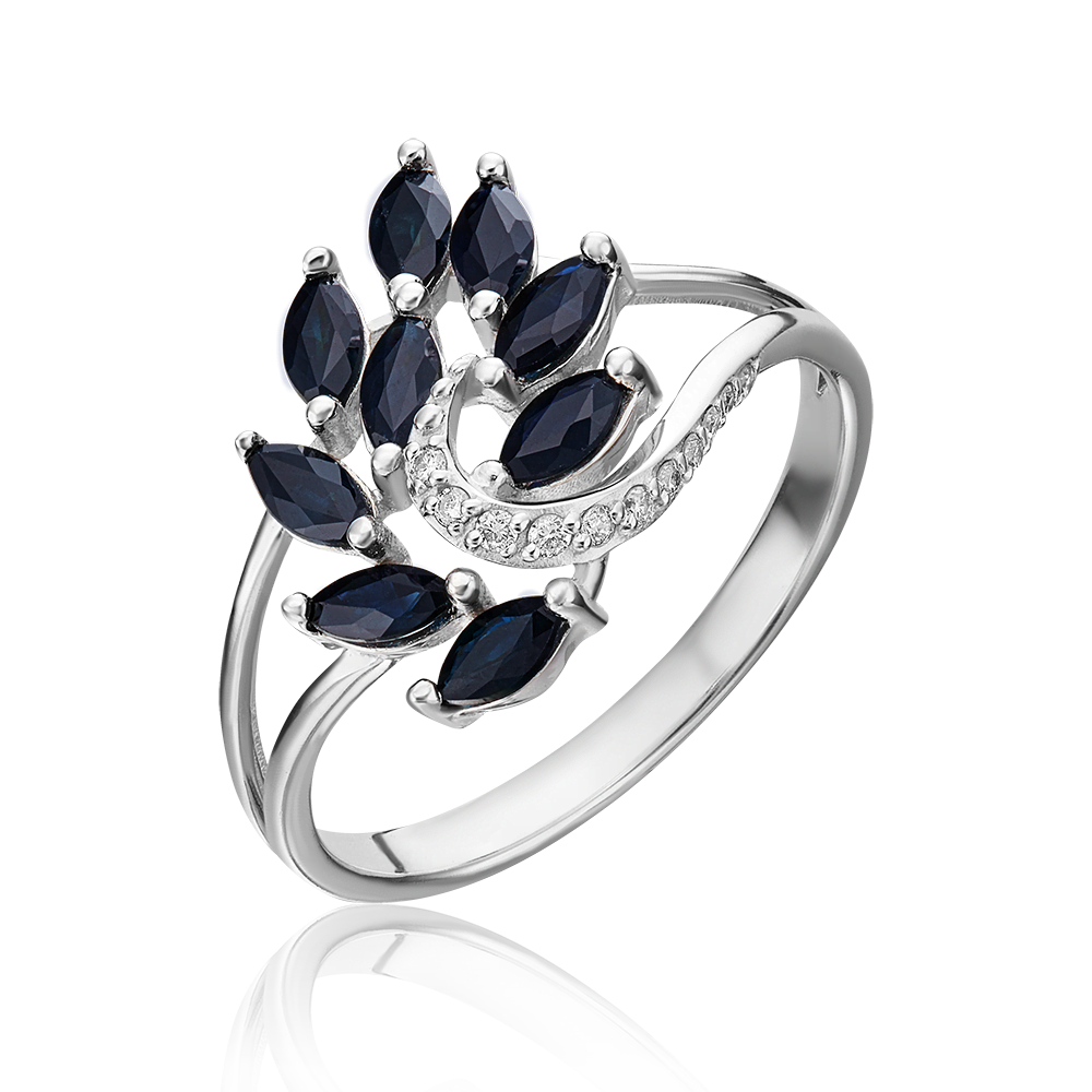 Кольцо из белого золота с сапфирами и бриллиантами 01-1354-00-105-1120-30