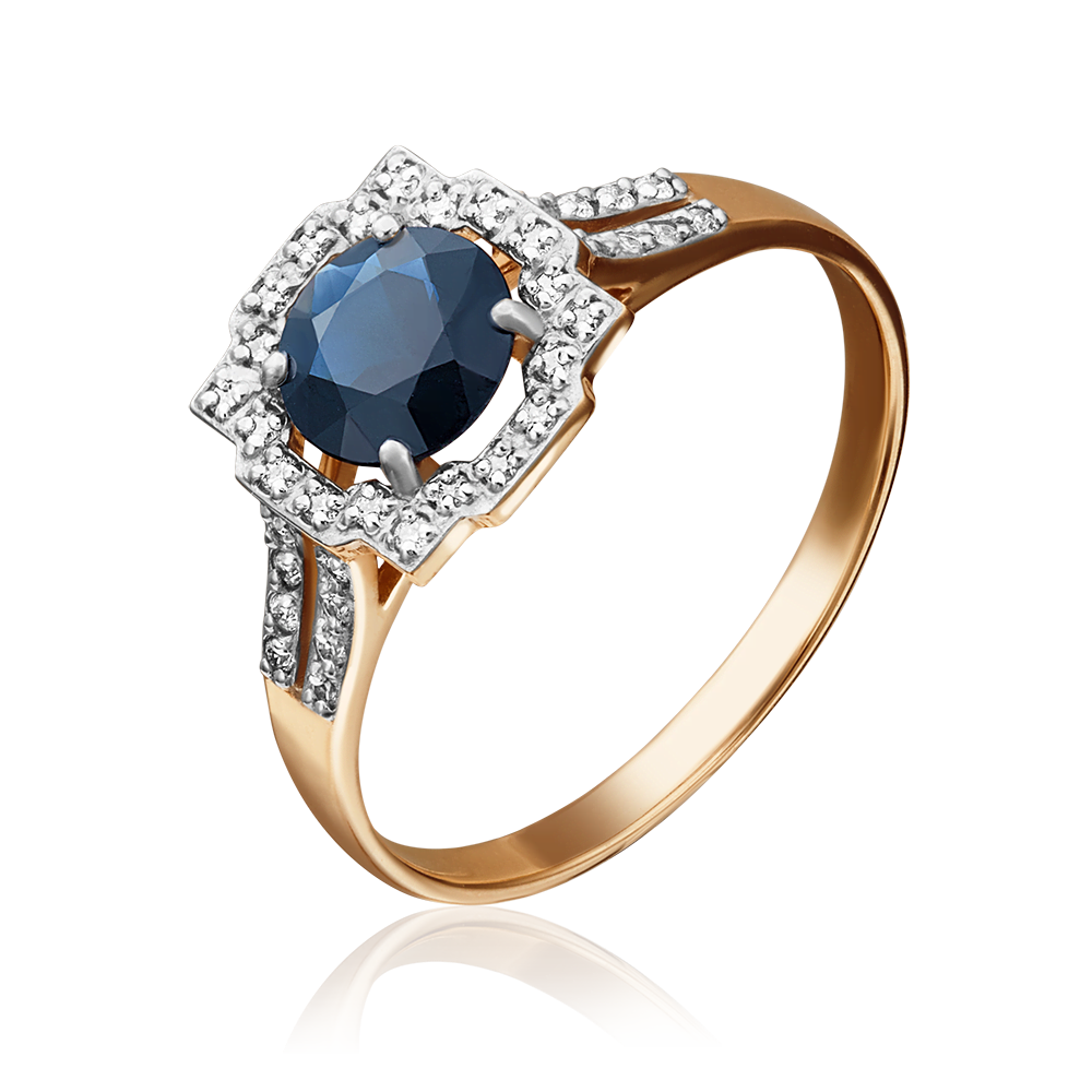 Кольцо из красного золота с сапфиром и бриллиантами 01-1355-00-105-1110-30