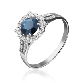 Кольцо из белого золота с сапфиром и бриллиантами 01-1356-00-105-1120-30