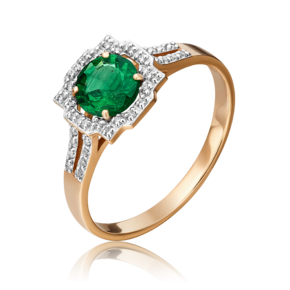 Кольцо из красного золота с изумрудом и бриллиантами 01-1355-00-106-1110-30