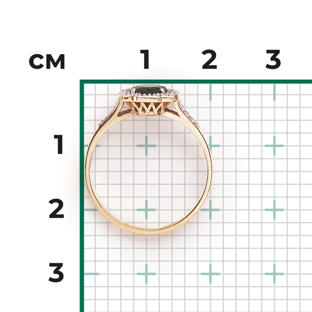 Кольцо из красного золота с изумрудом и бриллиантами 01-1355-00-106-1110-30