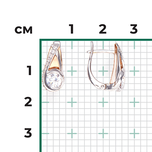 Серьги с английским замком из комбинированного золота с фианитами 02-4588-00-501-1111-38