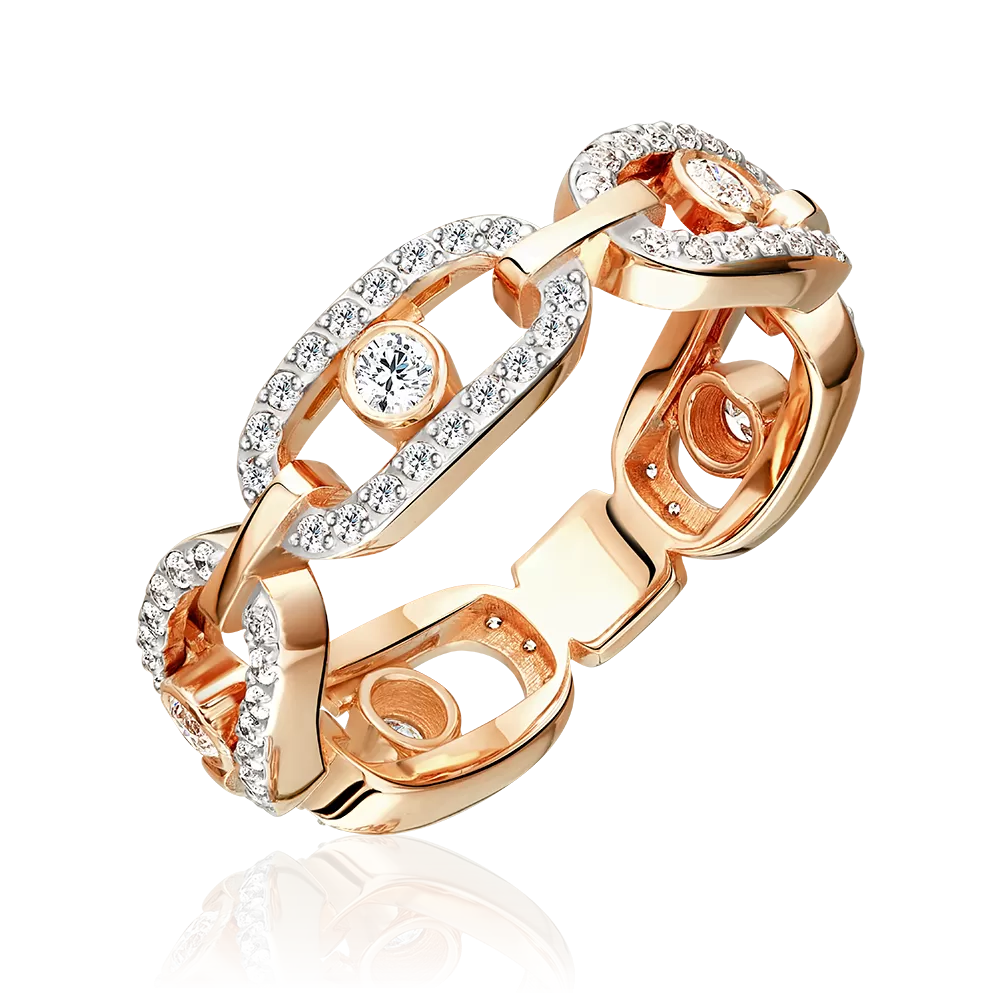 Кольцо из красного золота с бриллиантами 01-5913-00-101-1110